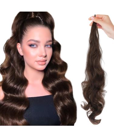 YUFFQOPC Ponytail Hair Extension 32 Inch Ponytail Hairpiece Long Hair Extension with Fine Wire Design Easy to Wear Synthetic Hairpiece Ponytail Extension for Women (m2/30)