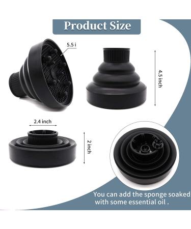 Collapsible Silicone Hair Dryer Diffuser & Detangler Brush Set - Professional Folding Attachment for 1.57 to 1.97 Nozzle - Blow Dryer Brush Diffuser for Straight or Curly Hair (Black) - Buy Online on GoSupps.com