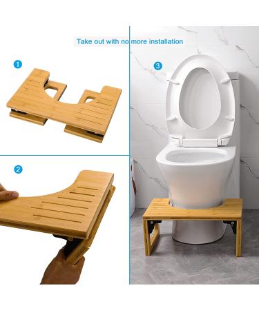 AmazerBath 7 Bamboo Toilet Stool - Collapsible Poop Stool, Natural Color - Pack of 1 - Buy Online on GoSupps.com