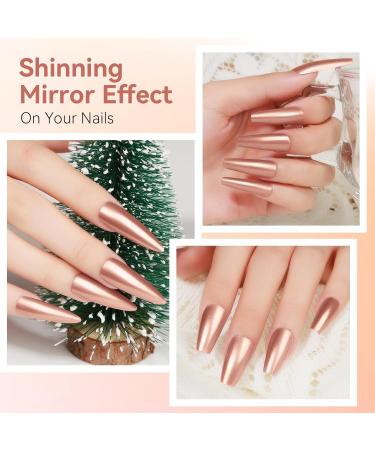 MIZHSE Chrome Nail Polish - Long-Lasting Rose Gold Mirror Effect Quick-Dry Reflective Nail Color for Stunning Nail Art - 0.53oz Premium Quality - Buy Online on GoSupps.com