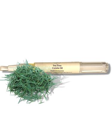 Tea Tree cuticle oil 3ml twist pen vegan & cruelty free. Soft brush application. Prevents hang nails. Moisturises cuticles. Fresh scent. Natural ingredients