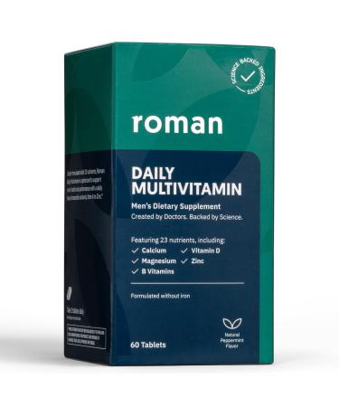 Roman Daily Multivitamin for Men | Supports Physical Activity Brain + Heart Health and Immune System with 23 Key Nutrients Including Calcium Magnesium and Zinc | 30-Day Supply (60 Tablets) 60.0 Servings (Pack of 1)