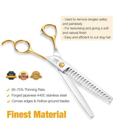 JASON 7.5 Curved Dog Grooming Scissors - Sharp & Comfortable Shear for Cats and Pets - Right-Handed Groomers Trimming Kit - Light-Weight C-7.5 Chunker - Buy Online on GoSupps.com