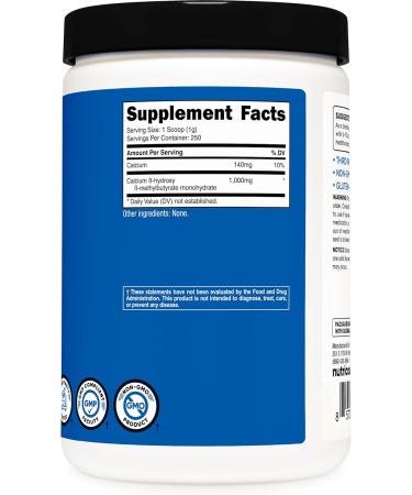 Nutricost HMB Powder (Beta-Hydroxy Beta-Methylbutyrate) 250 Grams - Gluten Free & Non-GMO 8.82 Ounce (Pack of 1) - Buy Online on GoSupps.com