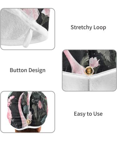 Flamingo Floral Black Hair Towel 2 Pack | Super Absorbent Quick Dry Hair Turbans for Women & Girls - Buy Online on GoSupps.com