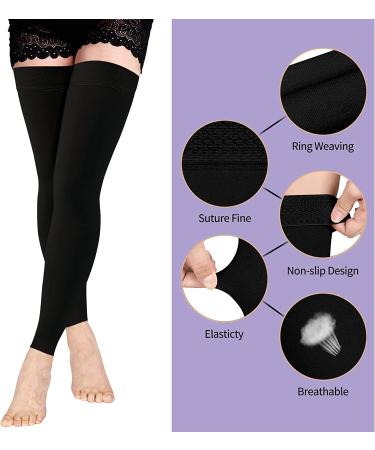 Ktinnead Footless Thigh High Compression Stockings 20-30mmHg - Black XL - Men & Women - Buy Online on GoSupps.com