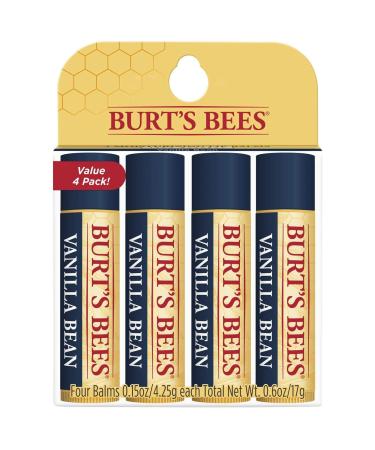 Burt's Bees 100% Natural Moisturizing Lip Balm, Vanilla Bean - 4 Tubes Vanilla Bean 0.15 Ounce (Pack of 4)