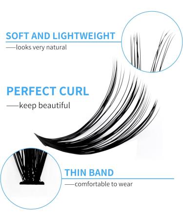 GEMERRY Cluster Eyelash Extensions 240pcs D Curl 40D 50D 0.07mm 8-16mm Mix Ribbon Lashes Wide Stem DIY Natural Lashes - Buy Online on GoSupps.com