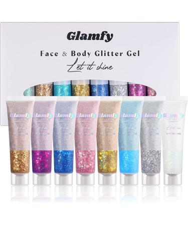 8 Color Body, Face, and Hair Glitter Gel - Self Adhesive Chunky Glitter for Festivals & Makeup - Buy Online on GoSupps.com