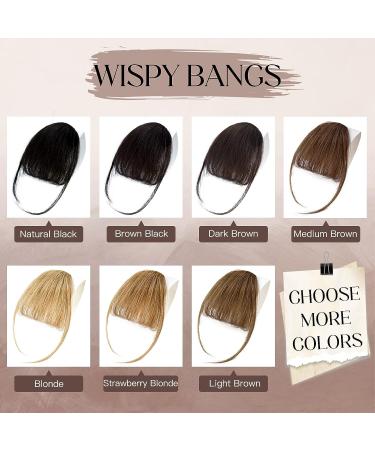Clip in Wispy Bangs - 100% Human Hair Fringe for Women - Brown Black - Buy Online on GoSupps.com