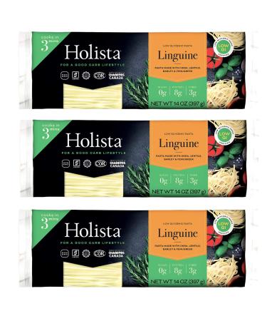 Holista Low Glycemic Linguine - 42oz box (3 x 14oz packs per box) - Better For You Healthy Pasta the Whole Family Will Love!