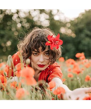 4 Pieces Of Orchid Hair Clips 1 Piece Of Silk Flower Headband Hawaiian Flower Hair Clips Holiday Accessories Red Flower Hair Clips Beach Accessories For Women - Buy Online on GoSupps.com