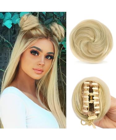 Sofeiyan 2PCS Mini Claw Clip in Hair Bun Extension Synthetic Wig Accessory Updo Space Bun Hair Messy Cat Ears Hair Bun Pieces for Women Light Ash Brown & Bleach Blonde - Buy Online on GoSupps.com