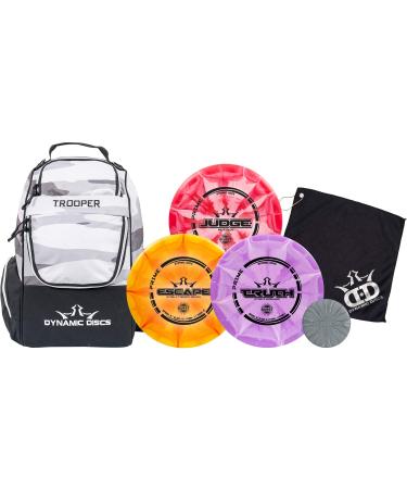 Dynamic Discs Trooper Backpack Prime Burst Disc Golf Starter Set | Dynamic Discs Trooper Disc Golf Bag Included | Prime Burst Judge Prime Burst Truth and Prime Burst Escape Included Artic Camo