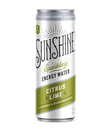 Sunshine Beverages Citrus Lime Sparkling Energy Drink with Vitamin B12 - Sugar Free & Zero Calorie Electrolyte Beverage with 60mg Caffeine - Healthy & Clean Energy - Buy Online on GoSupps.com