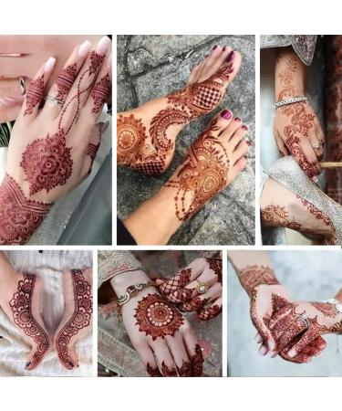 Brown Henna Temporary Tattoo Stickers - 6 Sheets Luxury Mandala Flower Design - Buy Online on GoSupps.com