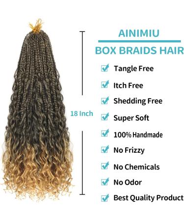 Ainimiu 18 Inch Goddess Box Braids Crochet Hair Bohomian Crochet Box Braids Curly Ends 8 Pack Crochet Braids Synthetic Braiding Hair Extension Black 18 Inch(Pack of 8) T27# - Buy Online on GoSupps.com