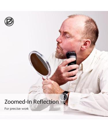 Handheld Double Sided Magnifying Mirror with Handle | 1X 2X Makeup Mirror | Acrylic | Rounded Shape | Transparent - 1 PCS - Buy Online on GoSupps.com