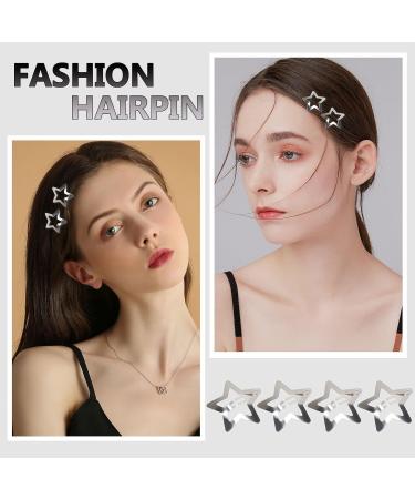 Punwey Star Hair Clips - 10-Piece Y2K Silver Glitter Hair Accessories for Girls & Women - Buy Online on GoSupps.com