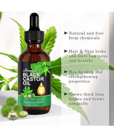 Organic Black Castor Oil for Hair Growth Cold Pressed Castor Oil for Eyelashes and Eyebrows Hair Growth Oil Castor Oil Organic for Damaged Hair Skin Nails Beard Strengthen Hair Roots - Buy Online on GoSupps.com