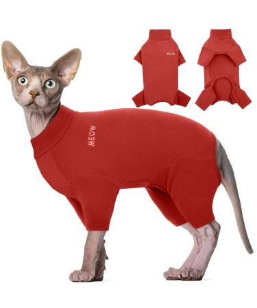 Hjyokuso sphynx cats clothing cat sweater breathable soft sweater for cats cat mantle warm catwear with four legs cat shirt for sphynx cornish rex devon rex Peterbald XS red red