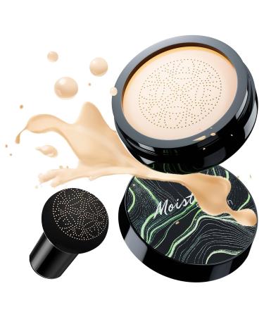Air Cushion Foundation - 2-in-1 CC & BB Cream for Mature Skin Moisturizing Concealer with Brightening & Long-Lasting Formula for All Skin Types (Ivory)