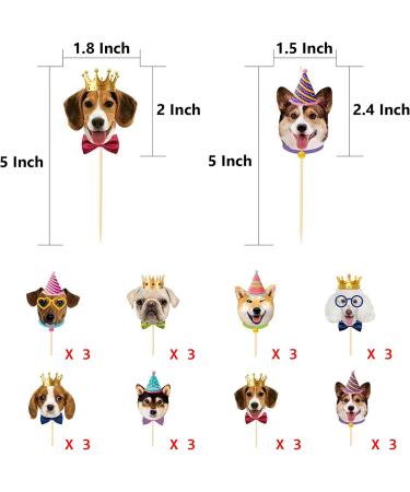 TSJ 24PCS Dog Cupcake Toppers Dogs Face Cake Toppers Puppy Pet Theme Birthday Party Decorations Supplies for Kids Dog Cupcake Topper New - Buy Online on GoSupps.com
