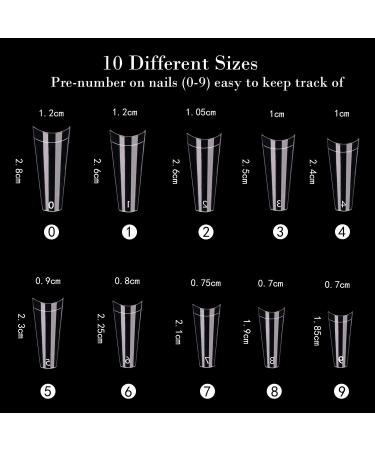 1000PCS Curved Long Coffin Nail Tips - Half Cover Ballerina Fake Nails for DIY Mani-Pedi | 10 Sizes - Perfect for Nail Studios - Buy Online on GoSupps.com