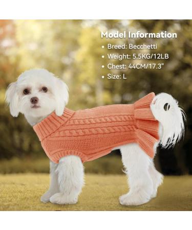 ALAGIRLS Winter Turtleneck Dog Sweater | Medium Dogs | Warm & Breathable | for Yorkie, Shih Tzu, Dachshund, Chihuahua, Bulldog | LightOrange - Size M - Buy Online on GoSupps.com
