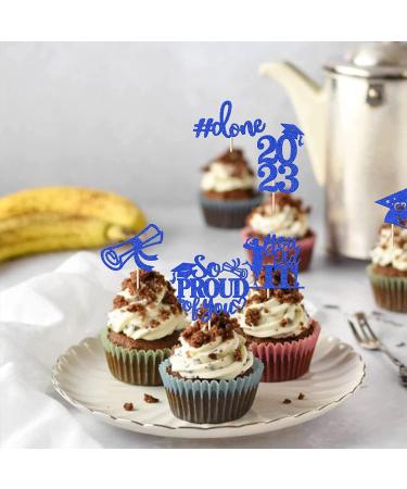Pack of 24 Graduation Cake Decorations Graduation Cupcake Toppers Graduation Cake Decorations Cake Toppers for Graduation Parties Graduation Proms Dark Blue - Buy Online on GoSupps.com