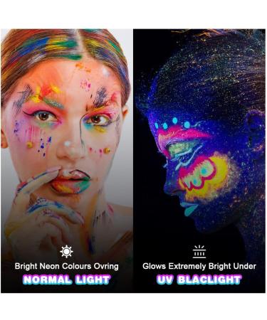 AOOWU 12-Color UV Neon Glow Face Paint Crayons Kit - Safe Non-Toxic Body and Face Makeup for Adults and Kids - Perfect for Halloween, Cosplay, Parties - Fluorescent Brightest Glow under UV Light - Buy Online on GoSupps.com