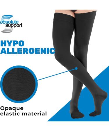 Absolute Support Wide Calf Men's Compression Stockings 20-30mmHg - Plus Size Opaque Thigh Hi Socks for Circulation Varicose Veins Swelling & Lymphedema - 3X-Large Black - Buy Online on GoSupps.com