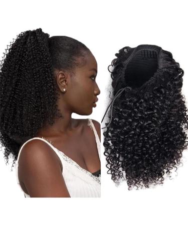 Aiokrtse Wrap Around Ponytail Extension Human Hair Kinky Curly Drawstring Ponytail Hair Pieces for Women Natural Color 22 inches - Buy Online on GoSupps.com