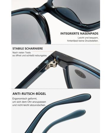 Buy Lanomi Blue Light Filter Reading Glasses - Stylish Sun Protection for Men & Women - Rectangular Gray Lens with Black Transparent Frame - 2.0x Visual Aid - International Shipping Available - Buy Online on GoSupps.com
