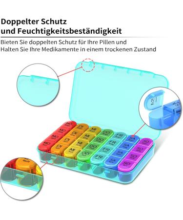 Weekly Pill Box - 7 Day Medication Organizer with 4 Compartments | Large Cyan Tablet Box for Evening & Night Use - Buy Online on GoSupps.com