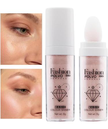 Face Highlighter Powder | Not-sticky Sparkle Highlighter Powder Makeup Cosmetic For Traveling Shopping Wedding Prom For Women Girls Pochy #2 Pink - Buy Online on GoSupps.com