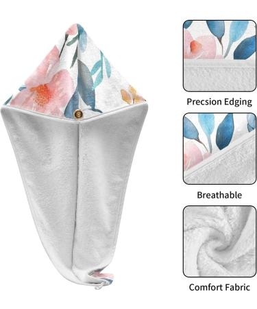 Super Absorbent Watercolor Colored Flowers Hair Towel 2 Pack | Quick Dry Hair Turbans for Women & Girls - Buy Online on GoSupps.com