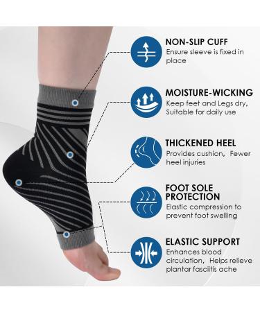 8 Pairs Neuropathy Socks Plantar Fasciitis Compression Support | Men & Women | Sports Injury Recovery | Arch Support | Pain Relief | M Black+White - Buy Online on GoSupps.com