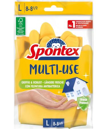Spontex Multi Use Household Gloves - 12 Pairs Size L Fresh Protection Cotton Flock FSC Naturelatex - Ideal for International Shipping - Buy Online on GoSupps.com