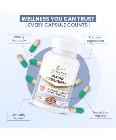 ZEN LIFE HERB Blood PressuREx - Heart Health Blood Pressure Support Supplement-Support Blood Pressure & Healthy Circularity Naturally Ginseng Plus Blend 100% PURE Plant-Based Supplement (120 Capsules) - Buy Online on GoSupps.com