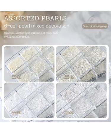 FEIlei Mix Size White Nail Art Tip Half Pearls 3D Nail Beads Rhinestones Decoration DIY Tool Beauty Manicure Supplies - Buy Online on GoSupps.com