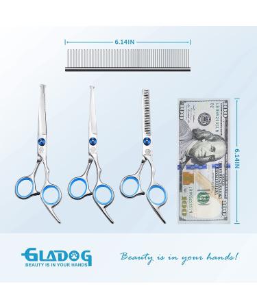 GLADOG 5 in 1 Professional Grooming Scissors Set with Safety Round Tips | Sharp Pet Shears for Dogs and Cats - Buy Online on GoSupps.com