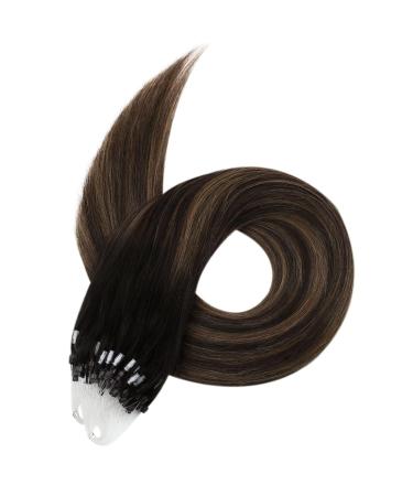 Ugeat Brown Microring Extensions - Real Hair Balayage Ombre Darkest Brown to Light Brown - 60cm 50g (50 Strands) #2/6/2 - Buy Online on GoSupps.com