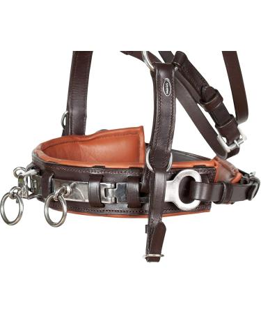 Heinick-Reitsport Professional Leather Cavesson with Stainless Steel Bit Strap Nosepiece - Brown-Chestnut - Ideal for Thoroughbreds - International Shipping Available - Buy Online on GoSupps.com