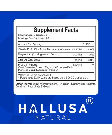 Hallusa Natural Hallprost Ultra 60 Capsules Prostate Supplements for Men Potent Saw Palmetto for Men Pygeum Pumpkin Seeds Prostate Formula - Buy Online on GoSupps.com