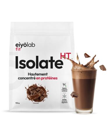 ISOLATE HT | Whey Isolat de Prot ines en Poudre | Jusqu 88% de Prot ines | Riche en BCAA + Glutamine | Musculation Rapide et S che | Faible en Lactose | Onctueuse Saveur Chocolat | 750g | Eiyolab Chocolat 750 g