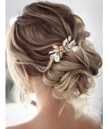 Catery Crystal Bride Hair Comb - Silver Bridal Side Comb with Champagne Rhinestones - Buy Online on GoSupps.com