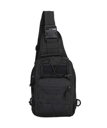 denlix EDC Shoulder Bag Chest Pack Single Shoulder Messenger Molle Military Sport Backpack Hiking Daypack Men Women Black