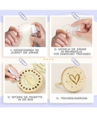 Qetlavee Wooden Tooth Box with Tweezers - Milk Teeth Storage & Souvenir Gift for Babies | Heart-Shaped Keepsake for Boys & Girls - Buy Online on GoSupps.com
