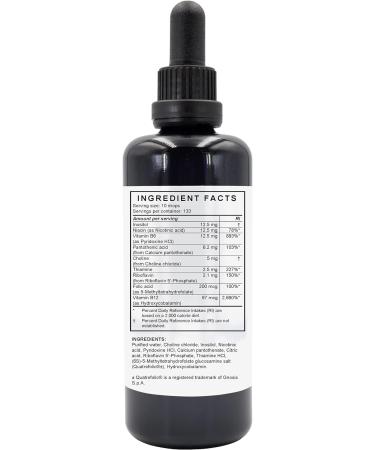 Vitamin B Complex 100ml | B1 B2 B3 B5 B6 B12 Choline Folic Acid 5-MTHF Inositol | UK Made Vegan Friendly Liquid | 10 Drops Daily (4 Month Supply) - Buy Online on GoSupps.com